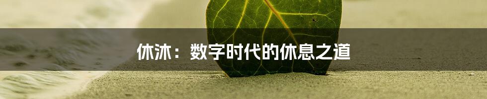 休沐：数字时代的休息之道