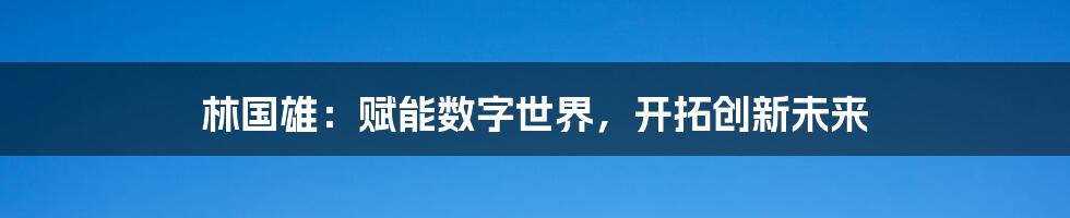 林国雄：赋能数字世界，开拓创新未来