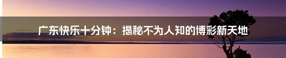 广东快乐十分钟：揭秘不为人知的博彩新天地