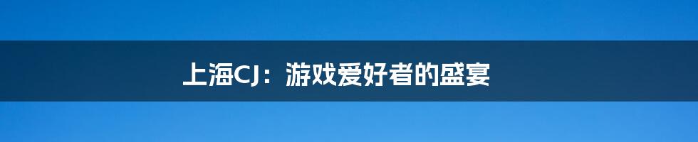 上海CJ：游戏爱好者的盛宴