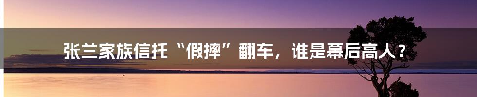 张兰家族信托“假摔”翻车，谁是幕后高人？