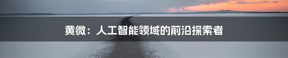 黄微：人工智能领域的前沿探索者