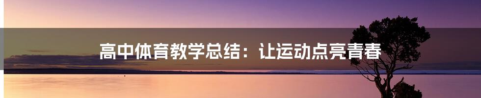 高中体育教学总结：让运动点亮青春