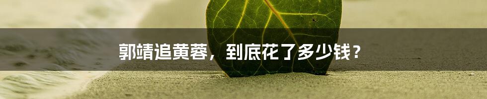 郭靖追黄蓉，到底花了多少钱？