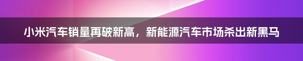 小米汽车销量再破新高，新能源汽车市场杀出新黑马