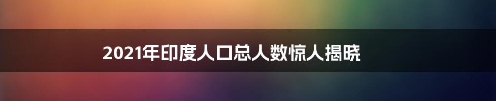 2021年印度人口总人数惊人揭晓