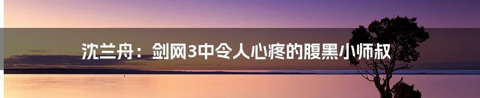 沈兰舟：剑网3中令人心疼的腹黑小师叔