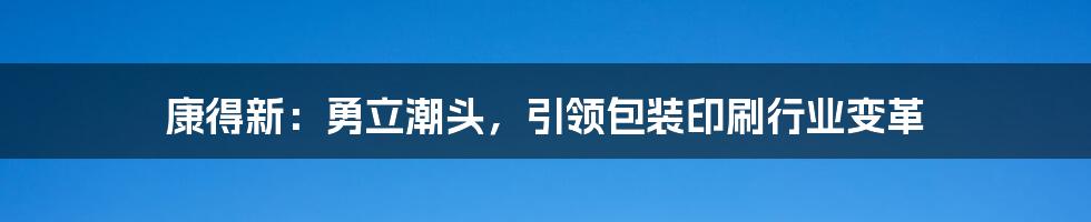 康得新：勇立潮头，引领包装印刷行业变革