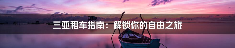 三亚租车指南：解锁你的自由之旅