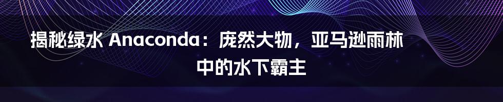 揭秘绿水 Anaconda：庞然大物，亚马逊雨林中的水下霸主