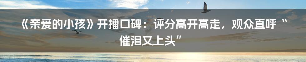 《亲爱的小孩》开播口碑：评分高开高走，观众直呼“催泪又上头”