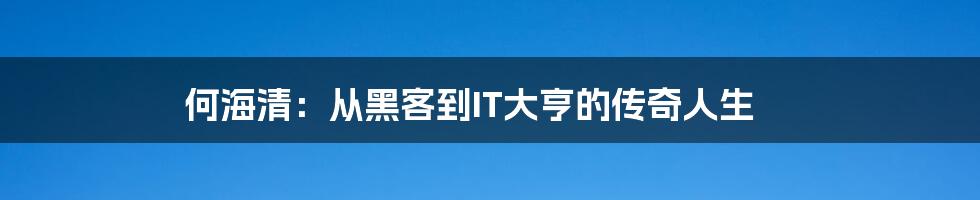 何海清：从黑客到IT大亨的传奇人生