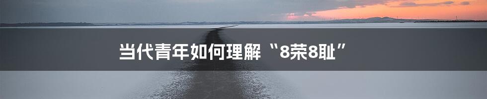 当代青年如何理解“8荣8耻”