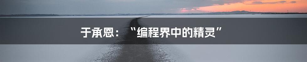 于承恩：“编程界中的精灵”