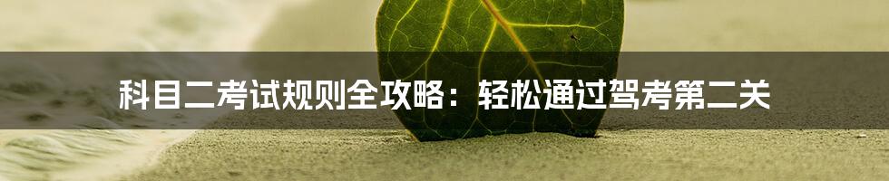 科目二考试规则全攻略：轻松通过驾考第二关