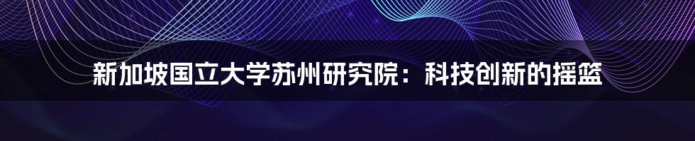 新加坡国立大学苏州研究院：科技创新的摇篮