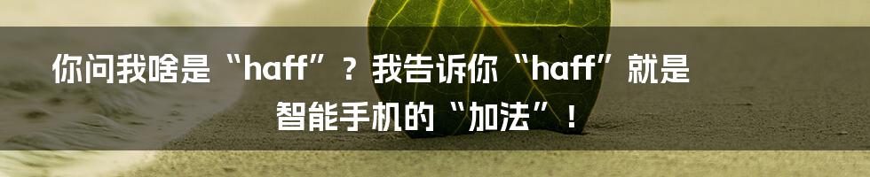 你问我啥是“haff”？我告诉你“haff”就是智能手机的“加法”！