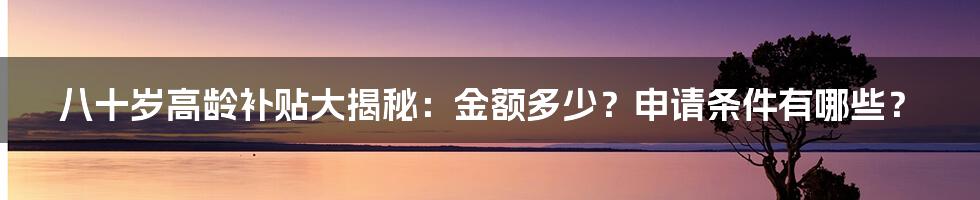 八十岁高龄补贴大揭秘：金额多少？申请条件有哪些？