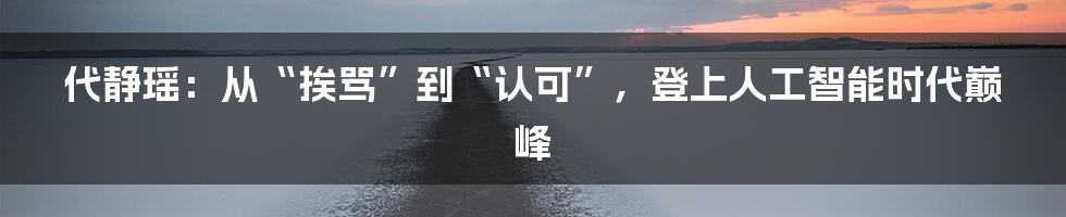 代静瑶：从“挨骂”到“认可”，登上人工智能时代巅峰