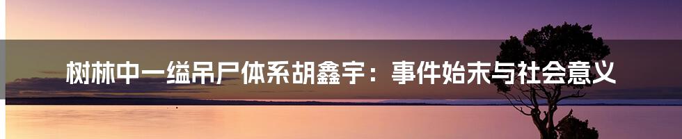 树林中一缢吊尸体系胡鑫宇：事件始末与社会意义