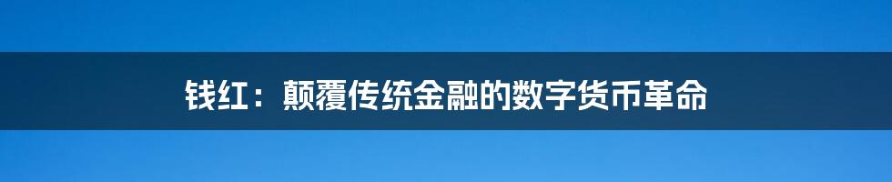 钱红：颠覆传统金融的数字货币革命