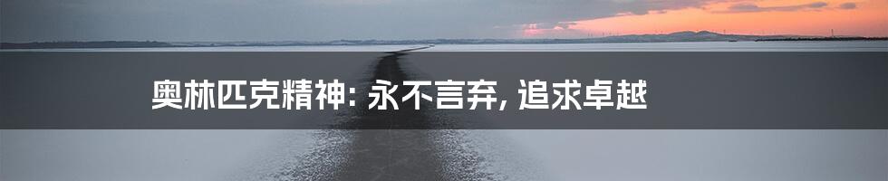 奥林匹克精神: 永不言弃, 追求卓越