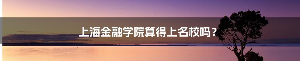 上海金融学院算得上名校吗？