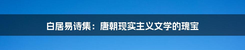 白居易诗集：唐朝现实主义文学的瑰宝