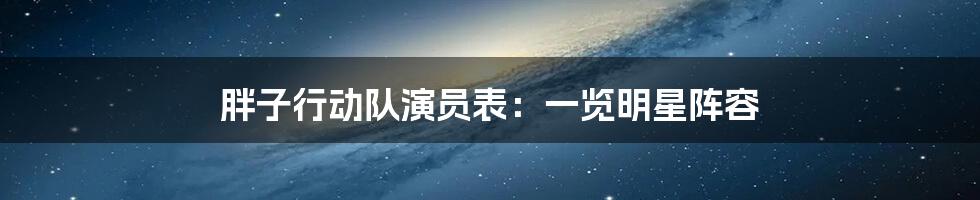 胖子行动队演员表：一览明星阵容