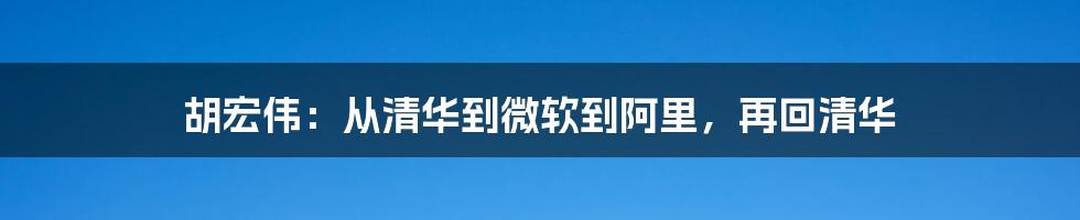 胡宏伟：从清华到微软到阿里，再回清华