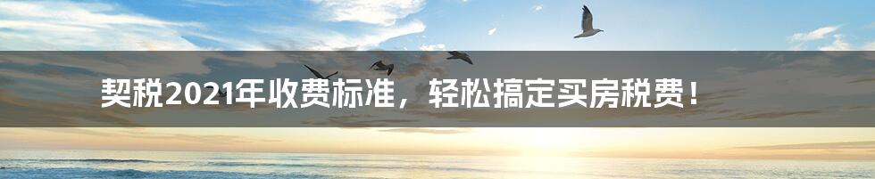 契税2021年收费标准，轻松搞定买房税费！