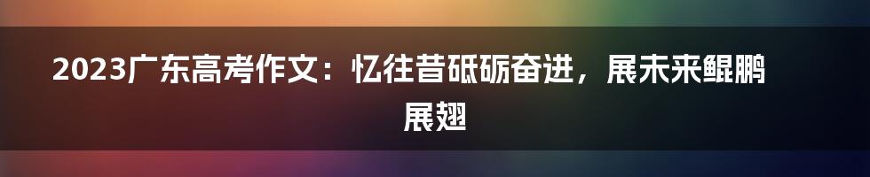 2023广东高考作文：忆往昔砥砺奋进，展未来鲲鹏展翅