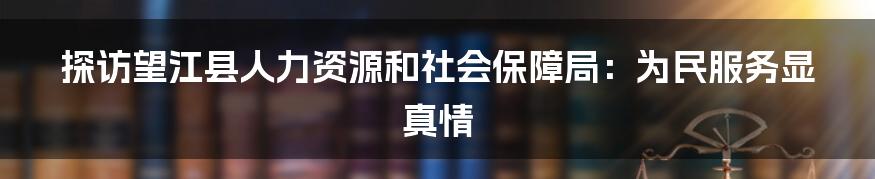 探访望江县人力资源和社会保障局：为民服务显真情