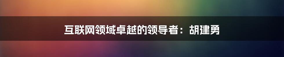 互联网领域卓越的领导者：胡建勇