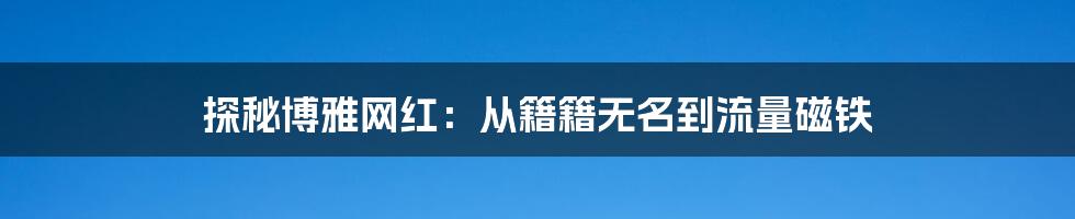 探秘博雅网红：从籍籍无名到流量磁铁