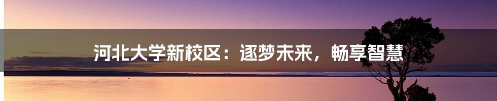 河北大学新校区：逐梦未来，畅享智慧