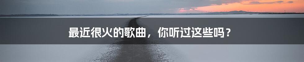 最近很火的歌曲，你听过这些吗？