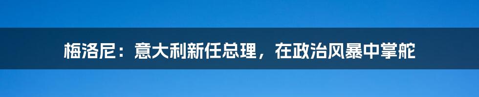 梅洛尼：意大利新任总理，在政治风暴中掌舵