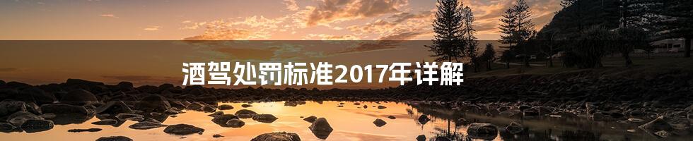 酒驾处罚标准2017年详解