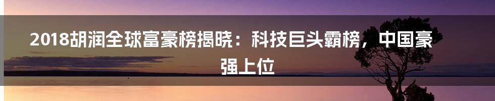 2018胡润全球富豪榜揭晓：科技巨头霸榜，中国豪强上位