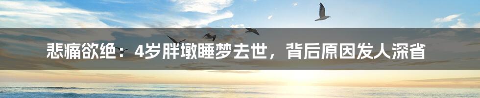 悲痛欲绝：4岁胖墩睡梦去世，背后原因发人深省