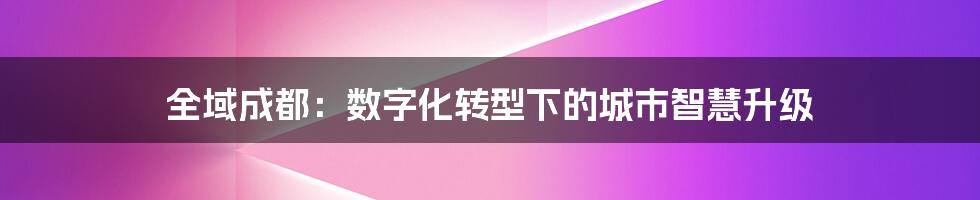 全域成都：数字化转型下的城市智慧升级