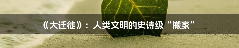 《大迁徙》：人类文明的史诗级“搬家”