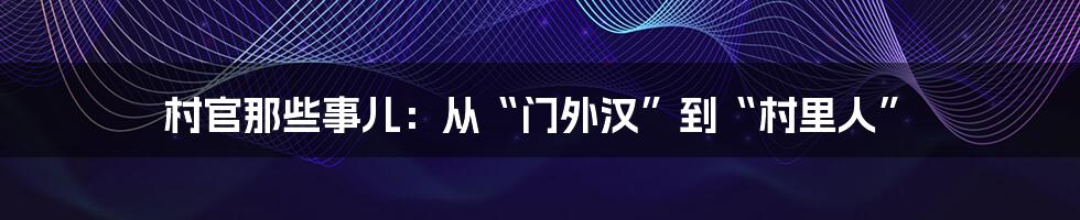 村官那些事儿：从“门外汉”到“村里人”