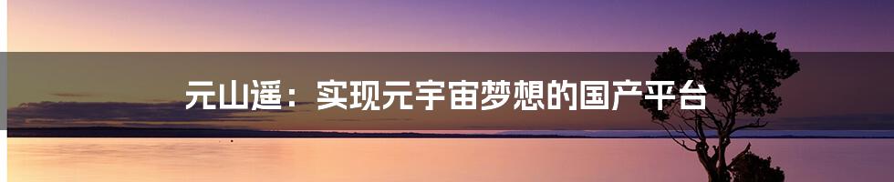 元山遥：实现元宇宙梦想的国产平台