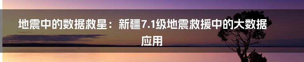 地震中的数据救星：新疆7.1级地震救援中的大数据应用