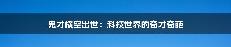 鬼才横空出世：科技世界的奇才奇葩