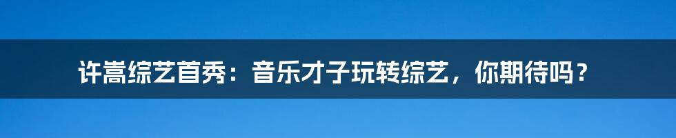 许嵩综艺首秀：音乐才子玩转综艺，你期待吗？