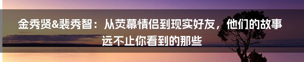 金秀贤&裴秀智：从荧幕情侣到现实好友，他们的故事远不止你看到的那些