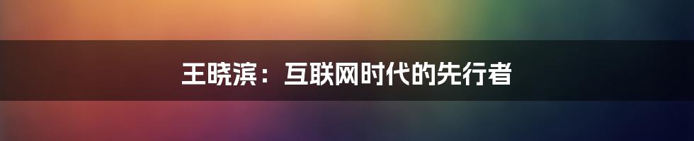 王晓滨：互联网时代的先行者